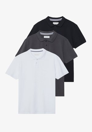 Pier One 3 PACK - Poloshirt - white/dark grey/black