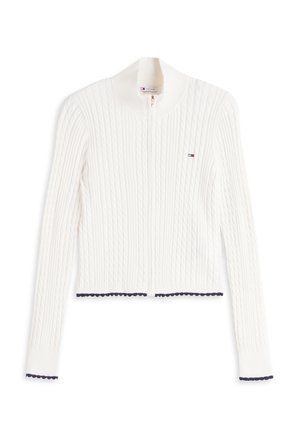 Tommy Jeans, TJW MICRO CABLE ZIPTHRU SWTR EXT - Ζακέτα - off white