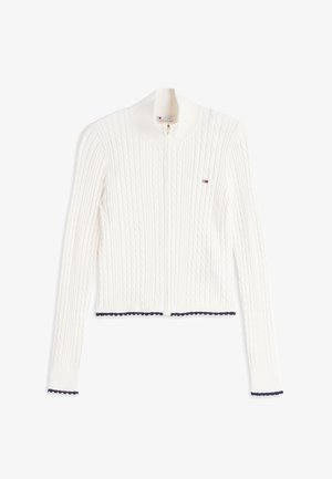 Tommy Jeans, TJW MICRO CABLE ZIPTHRU SWTR EXT - Ζακέτα - off white
