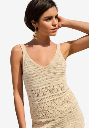 REGULAR FIT - Top - metallic ivory white