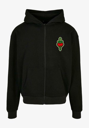 SANTA MONICA HEAVY OVERSIZE HOODY - Jaka ar rāvējslēdzēju - black