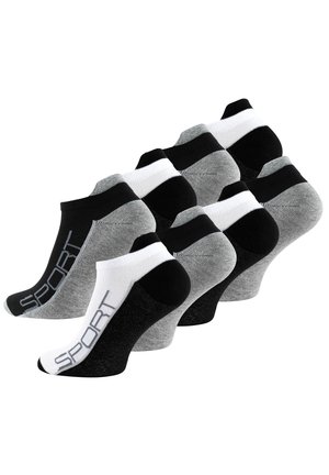 8 PAAR, MIT HOCHFERSE - Trainer socks - schwarz grau weiss