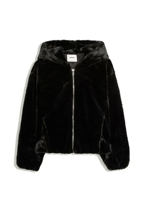 Bershka, TEDDY JACKET WITH HOOD - Winter jacket - black