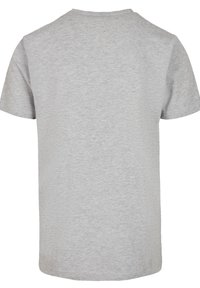 Graues Baumwoll-T-Shirt mit kurzen Ärmeln, rundem Halsausschnitt und schlichtem Rücken. Hat eine weiche Textur und einen lässigen Schnitt. Keine Grafiken oder Muster.