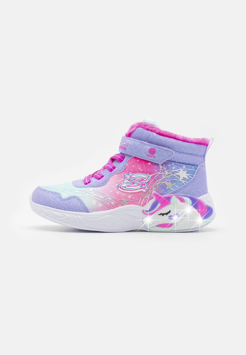 Skechers LIGHT UP UNICORN DREAMS - Kõrge servaga tossud - lavender sparkle/hot pink