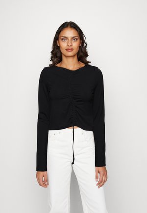 TOM TAILOR DENIM CURVED ROUCHING - Μπλούζα με μακριά μανίκια - deep black
