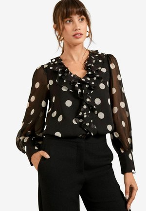 PETITE  - LONG SLEEVE - Blūze - black white