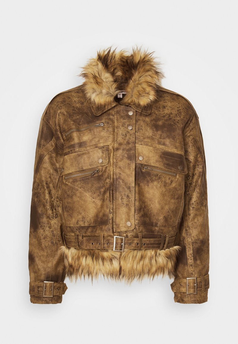 Jaded London Veste en similicuir marron
