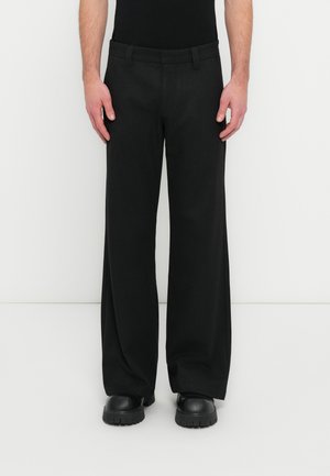 PINSTRIPE STACKED STRAIGHT - Calças - black