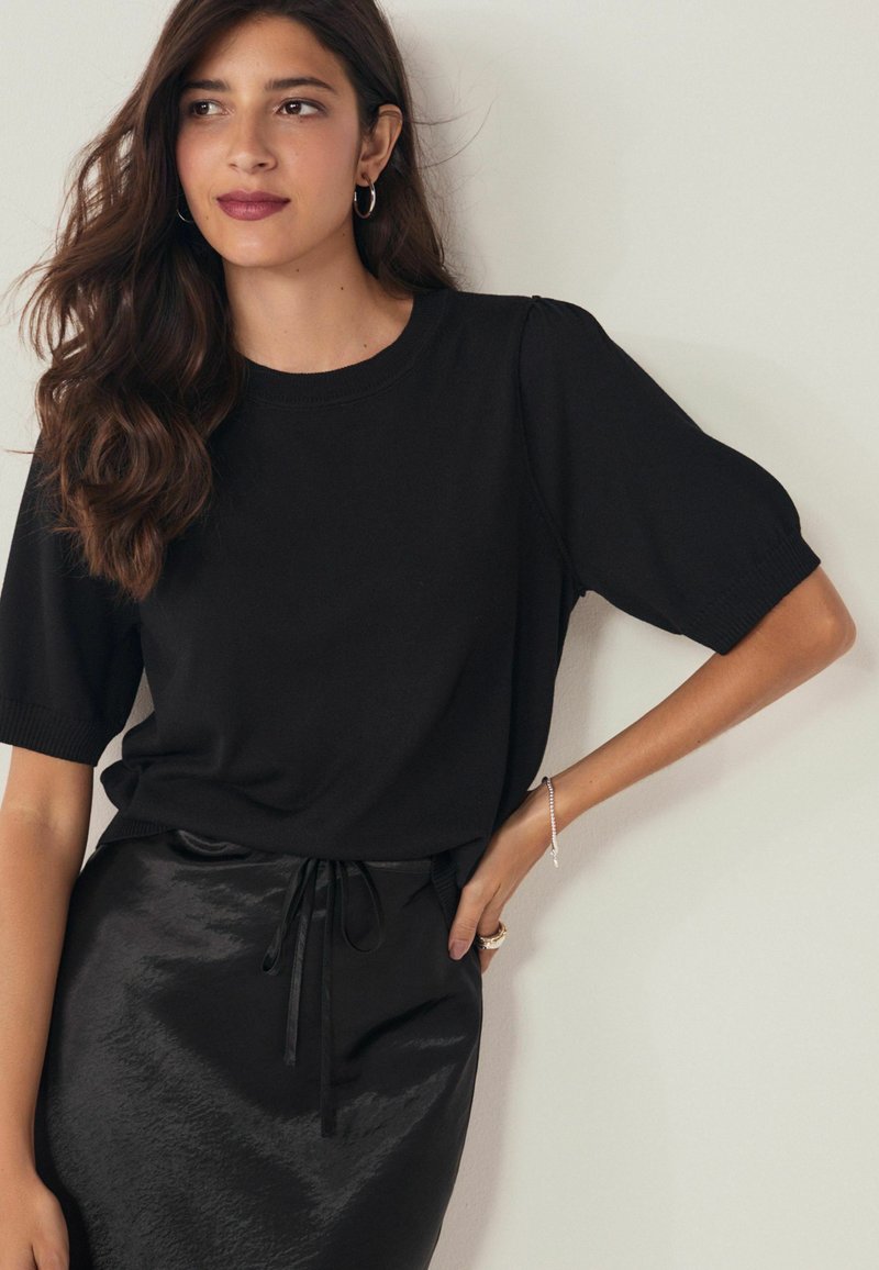 Next ROUND NECK SHORT SLEEVE REGULAR FIT - Paprasti marškinėliai - black