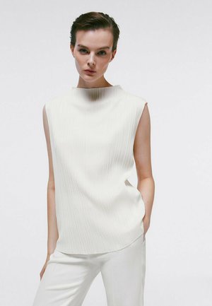 SLEEVELESS PLEATED - Blouse - beige