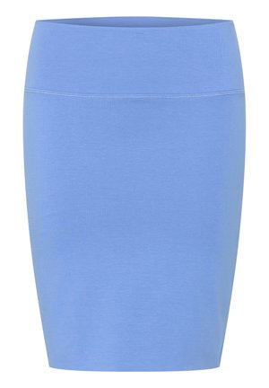 Himmelblau, figurbetontes Minirock aus dehnbarem Baumwollmix. Verfügt über einen glatten, breiten Bund und ein einfaches Design ohne Verzierungen.