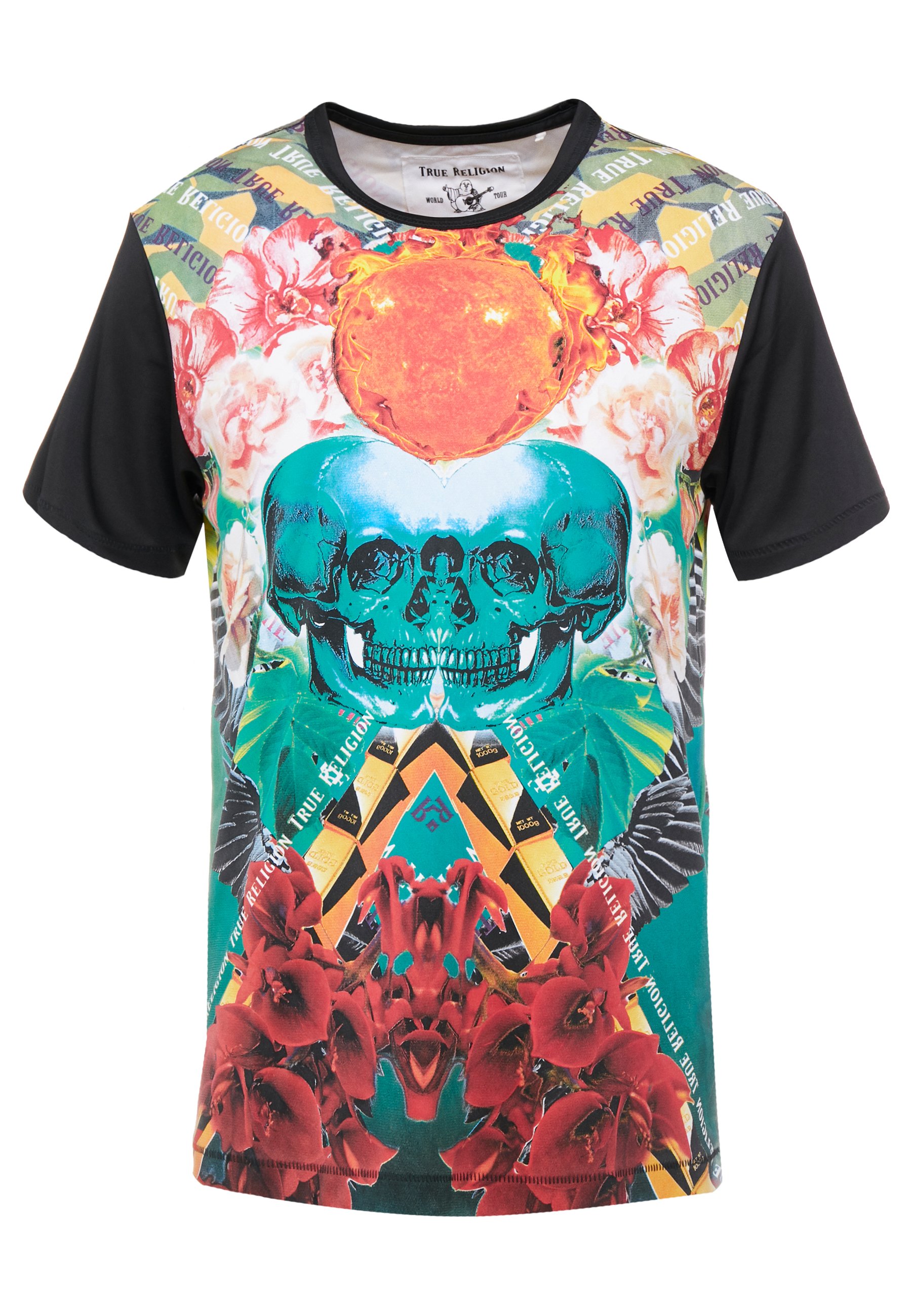 orange and blue true religion shirt