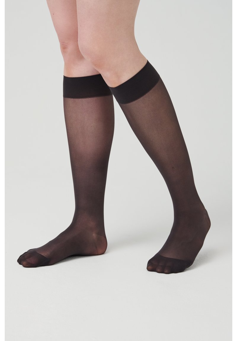 ITEM m6 TRANSLUCENT 20 DEN COMPRESSION KNEE-HIGH - MADE IN GERMANY - Kniestrümpfe - almost black