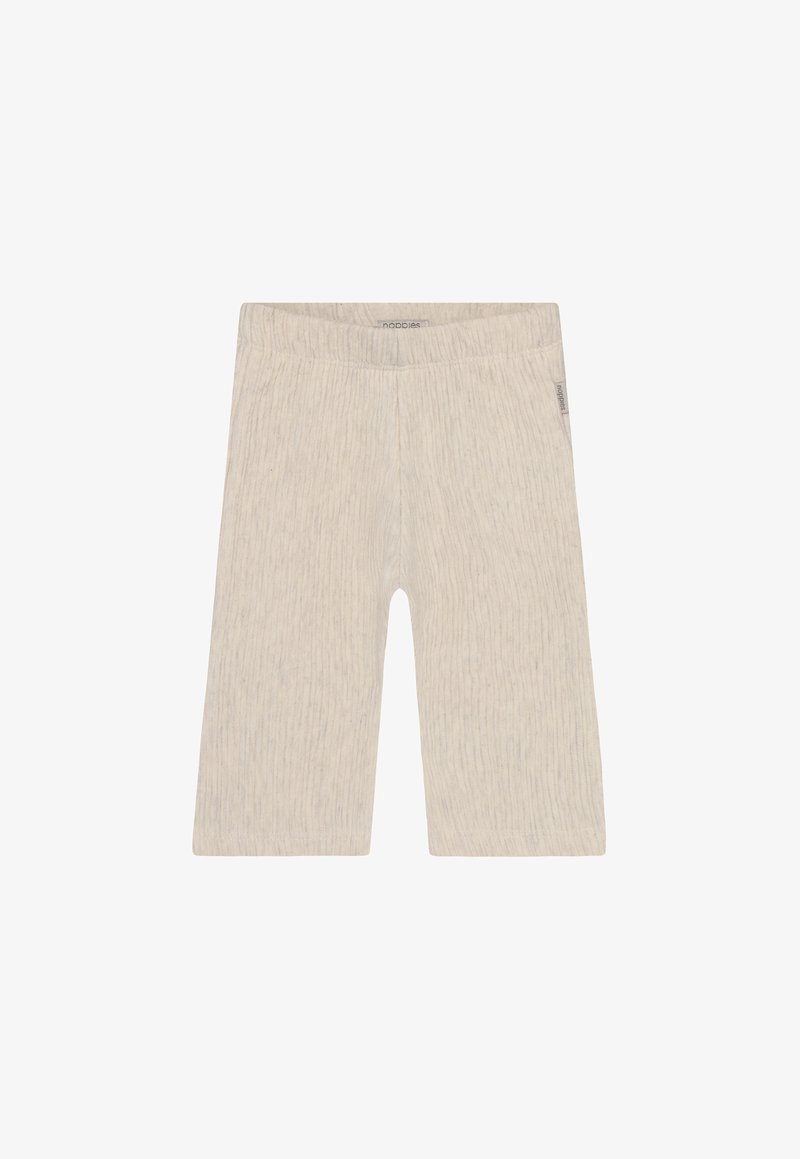 Lys grå, ribbet stofshorts med elastisk talje. Har syede detaljer og et lille brandmærke på siden.