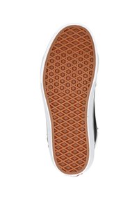 Suela de zapatilla de goma con un patrón de diamante; presenta una base marrón, un borde blanco y una superficie texturizada para mayor agarre.
