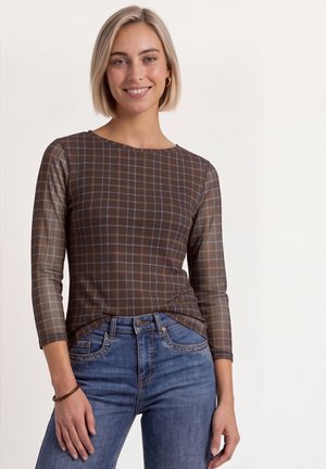 Street One, 3/4-ARM SHIRT AUS MESH MIT PRINT - Blouse - silk brown