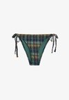 TEXTURED CHECK MEDIUM-COVERAGE BIKINI BRIEFS WITH TIES - Bas de bikini - khaki