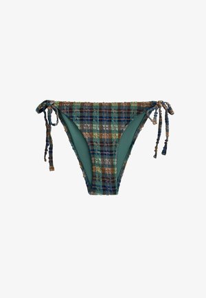 OYSHO, TEXTURED CHECK MEDIUM-COVERAGE BIKINI BRIEFS WITH TIES - Slip bikini - khaki