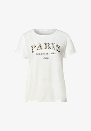Street One, T-SHIRT WITH SLOGAN ARTWORK, mleczny