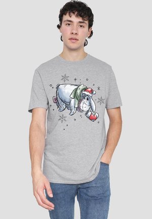 WINNIE THE POOH EEYORE CHRISTMAS SNOWFLAKES - Print T-shirt - mottled light grey