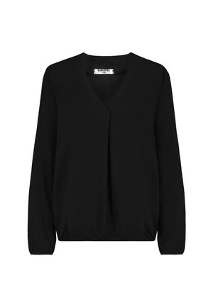 LANGARM MIT V-AUSSCHNITT UND ELASTISCHEM SAUMABSCHLUSS - Blouse - schwarz