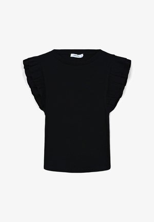 Terranova, FRILLED SLEEVE CROP - Top - nero