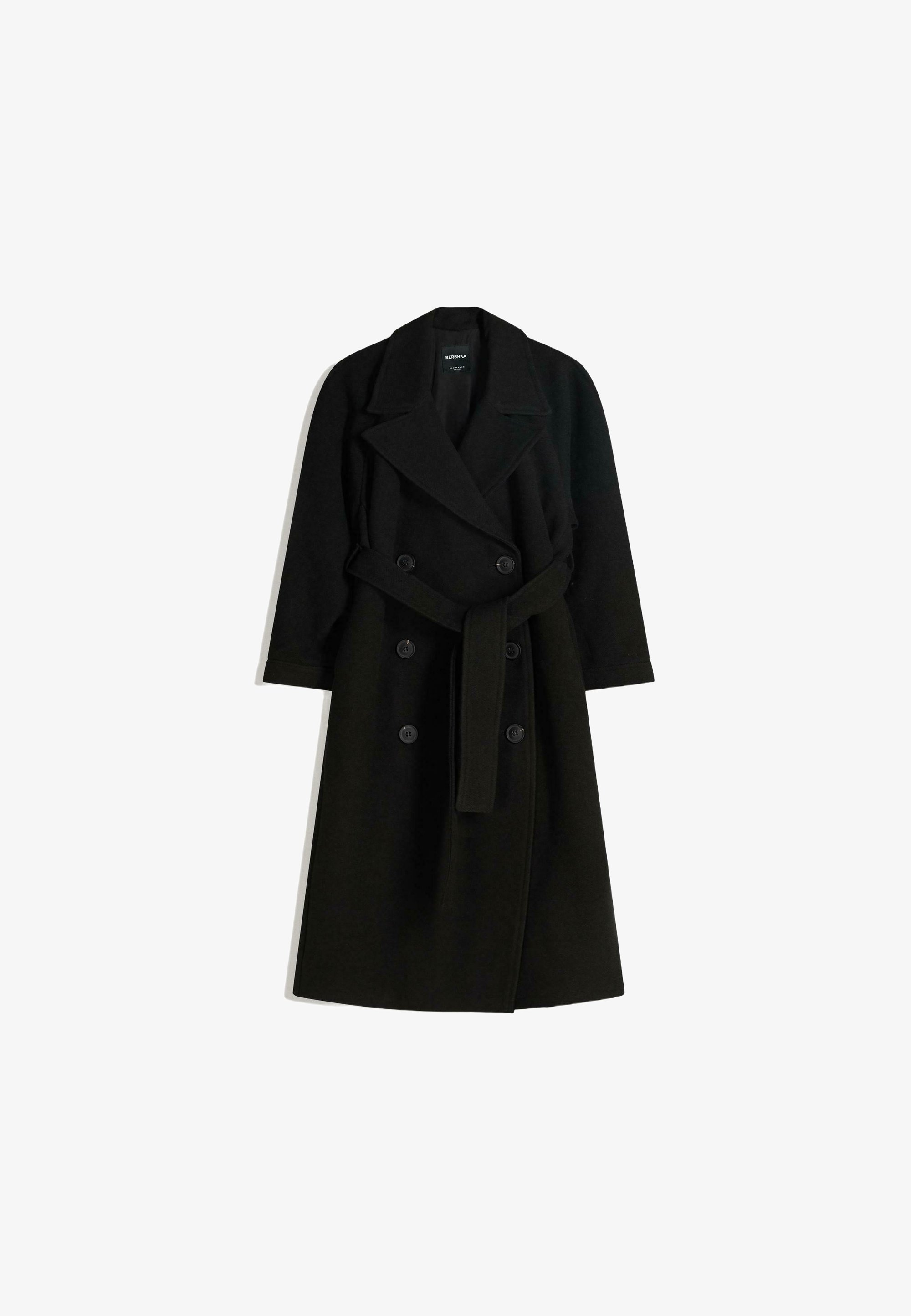 Bershka BELTED Klassischer Mantel black/schwarz