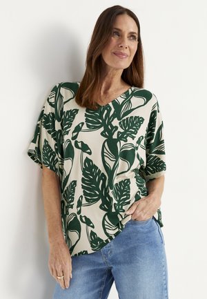 Cellbes of Sweden, T-shirt basic - beige green patterned