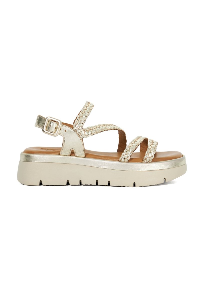 Dune London - LEXTURE ASYMMETRIC STRAP  - Sandalen met sleehak - gold, Vergroten