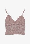 SHIRRED STRAP TOP - Blouse - mottled dark brown