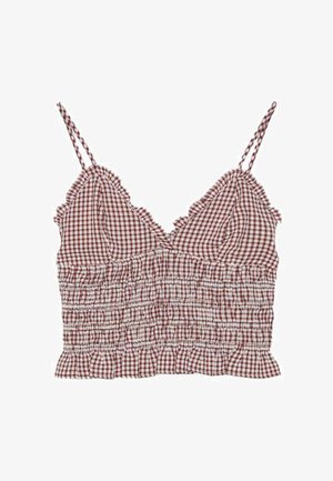 Stradivarius, SHIRRED STRAP TOP - Blouse - mottled dark brown