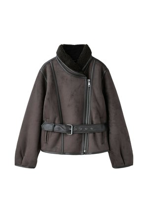 Stradivarius, REVERSIBLE WRAP JACKET - Veste en similicuir - brown