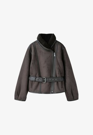 Stradivarius, REVERSIBLE WRAP JACKET - Veste en similicuir - brown