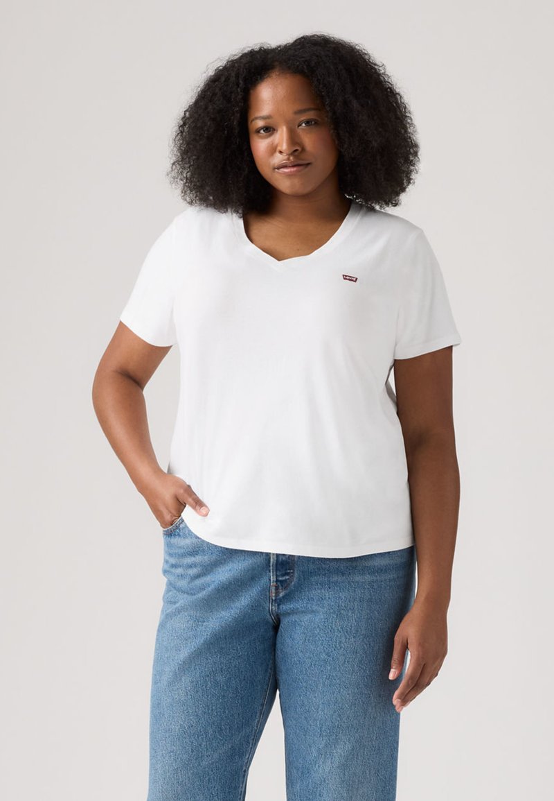 Levi's® Plus PERFECT V NECK TEE - Pamata T-krekls - bright white