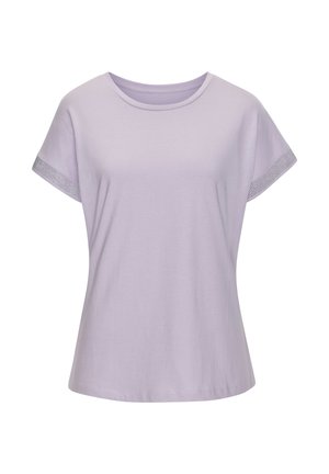T-shirt a maniche corte lavanda realizzato in cotone morbido, con scollatura tonda e dettagli testurizzati sulle maniche per un tocco in più.