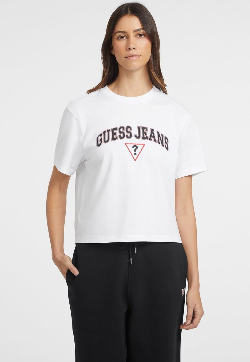 Guess Jeans SS CN BOXY TEE - T-Shirt print - weiß
