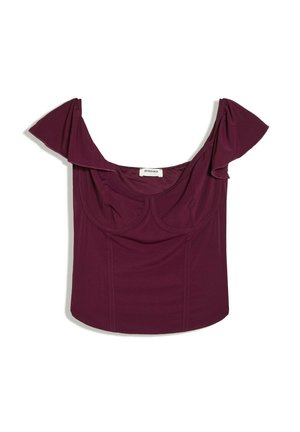 Bershka, FRILLED BARDOT CORSET - TOP - Blouse - dark red