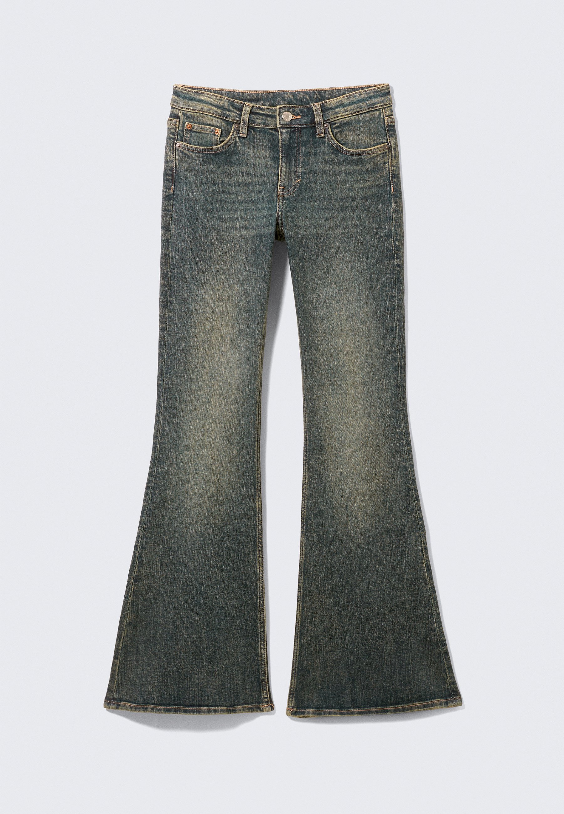 ［HOLIDAY］SLIM FLARE DENIM OVER-ALL Weekday KATSUMI LOW RISE SLIM - Flared Jeans - desert blue/dark