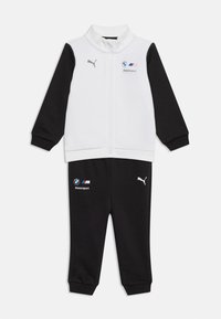Παιδική ασπρόμαυρη φόρμα BMW Motorsport Puma με ζακέτα με φερμουάρ και ταιριαστό παντελόνι jogger.