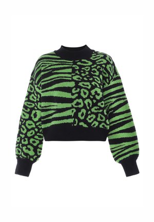 Jumper - schwarz limettengrün