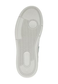 Semelle de sneaker blanche avec un motif en zigzag texturé et un accent circulaire pour l'adhérence. Comprend l'indicateur de taille "41" près du talon.