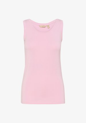 Roze mouwloos topje van zachte katoen met een ronde halslijn en een aansluitende pasvorm. Kenmerkt zich door een subtiele merkembleem nabij de hals.