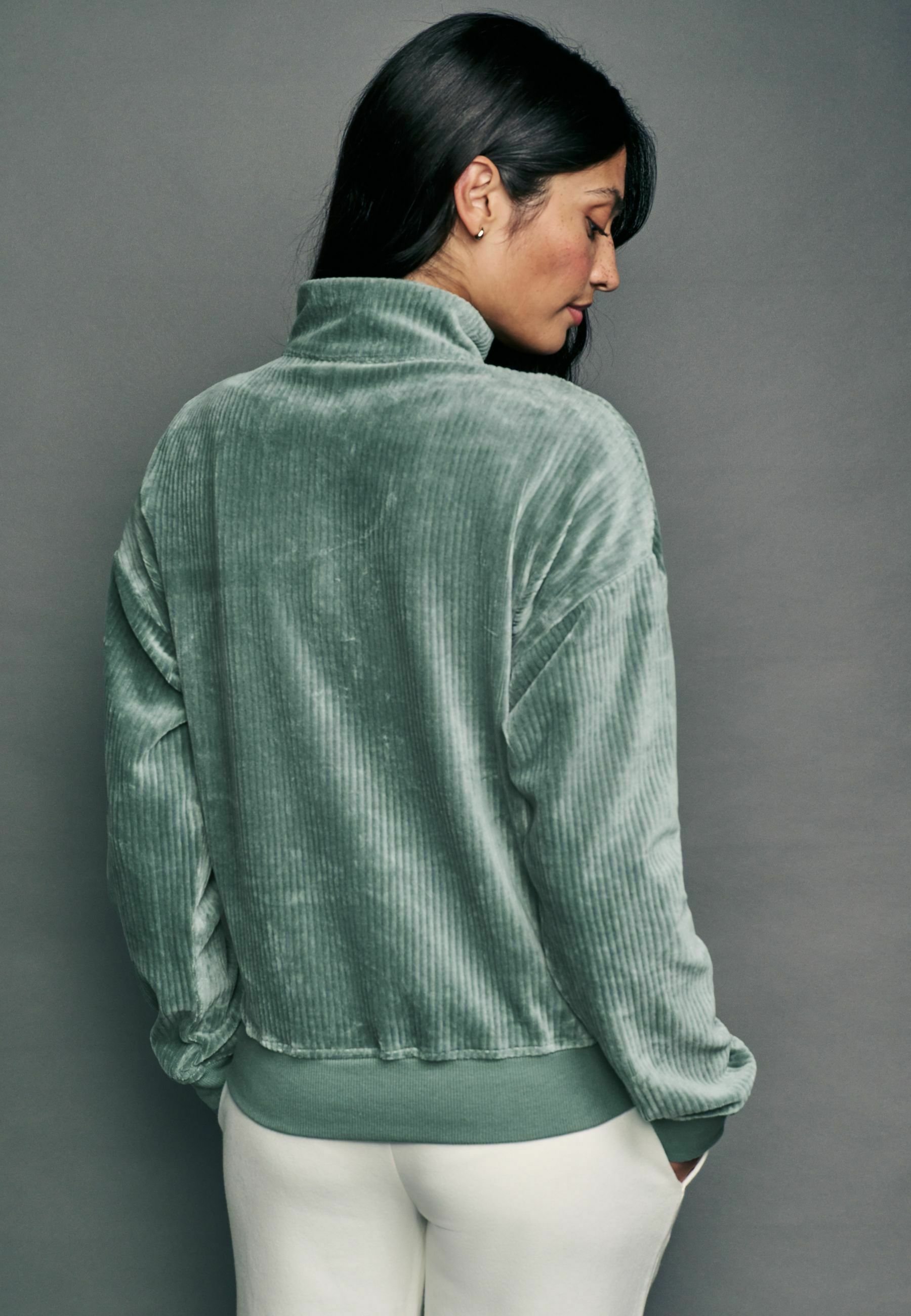 ●新品●大人気NKNIT♡pattern pullover sweat⓪size Next SOFT TOUCH ZIP UP NECK - Sweatshirt - sage green/grün - Zalando