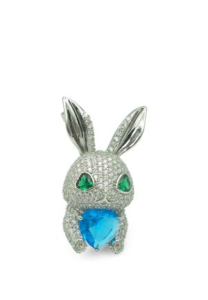 CUDDLY BUNNY - Broche - silber-colouredgrün/blau/weiss