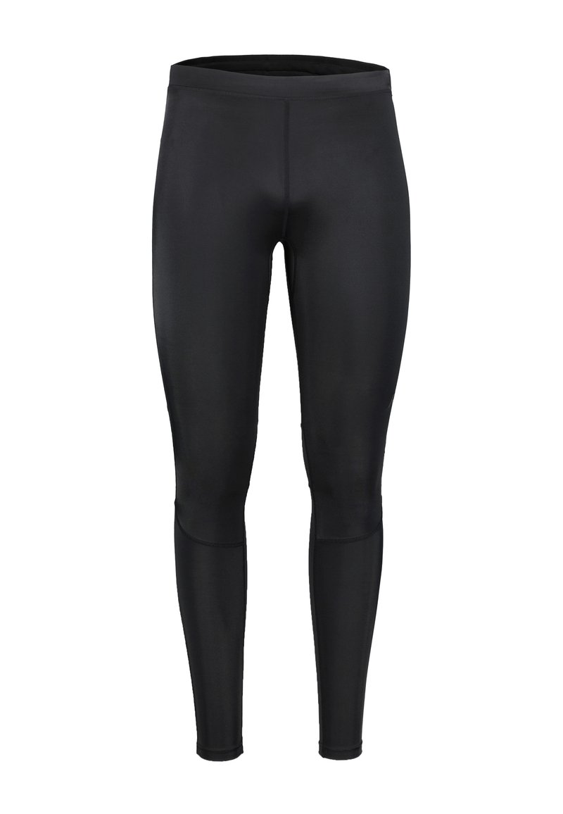 Svarta leggings i stretchmaterial med en mjuk yta. Åtsittande design med hög midja och sömlösa sömmar för komfort.