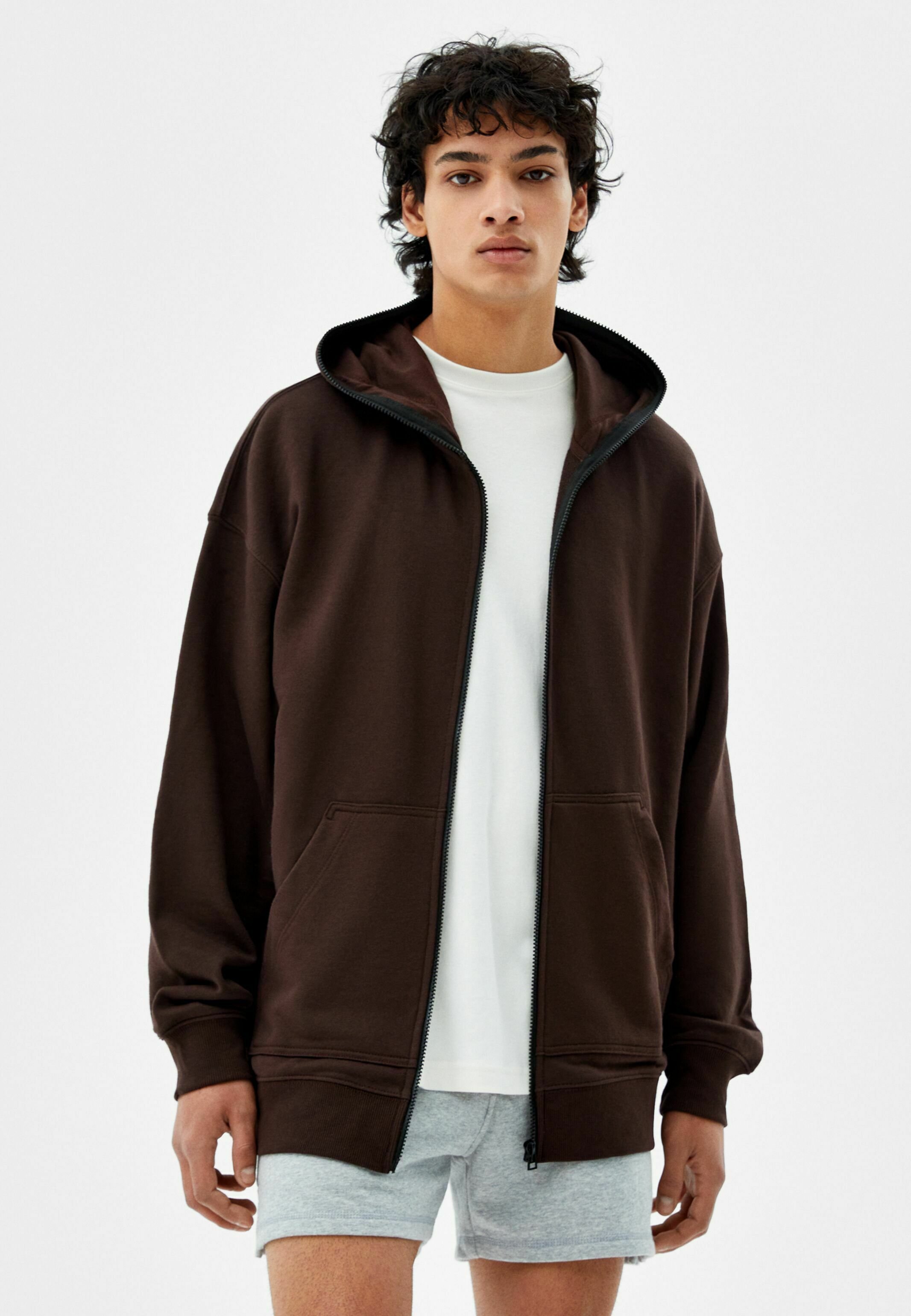zip up moletom com capuz bershka