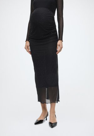 OLMLOURA STONE MESH SKIRT JRS - Jupe crayon - black detail:rhinestones all over