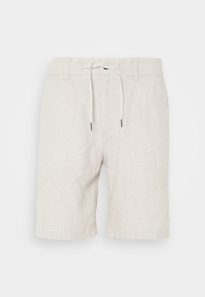Lette shorts i lys beige med justerbart liv og snor. Har en avslappet passform og kantede kanter for komfort.