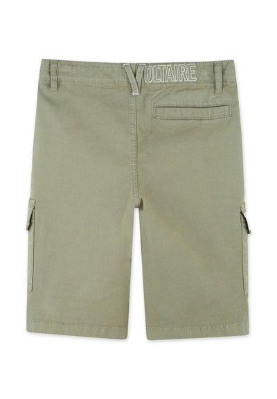 Pantaloni cargo color khaki con gamba dritta, tasche laterali e tasca posteriore. Realizzati in cotone con una texture liscia, presentano un marchio cucito sul cinturino.